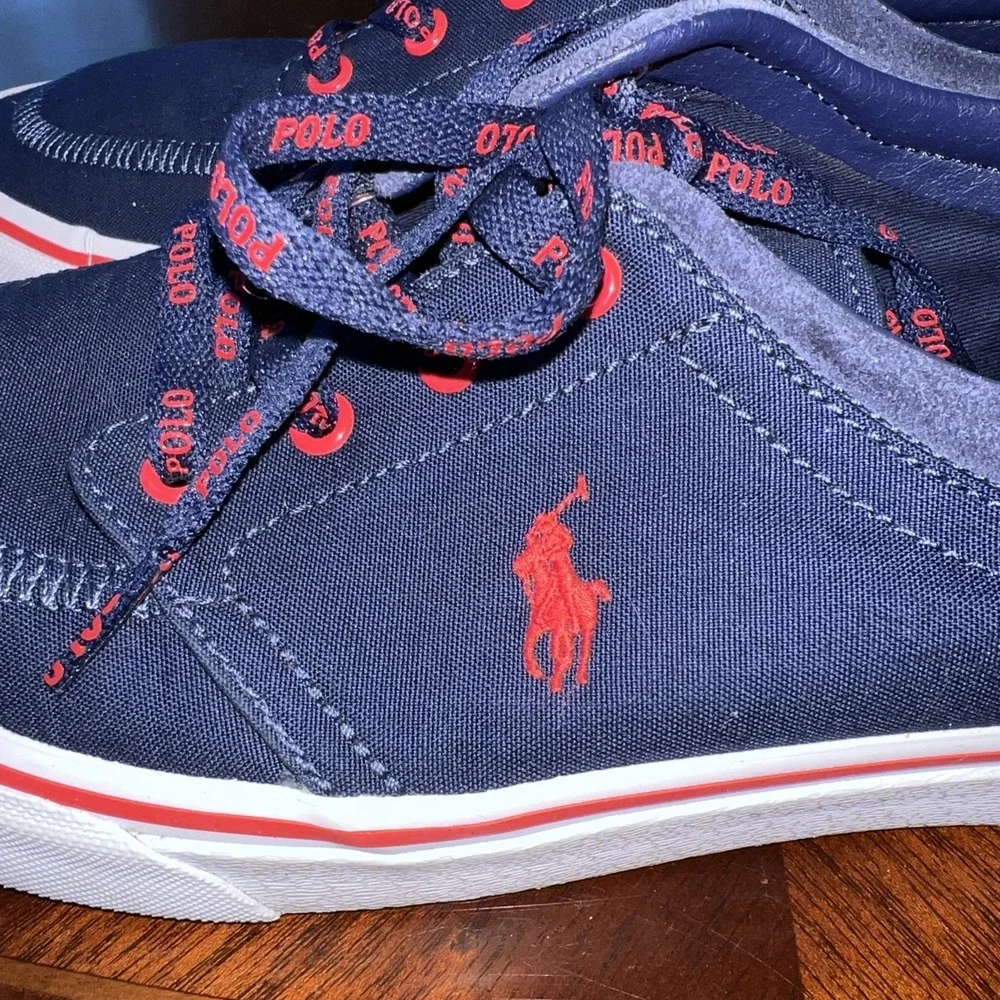 Polo Ralph Lauren Faxon X Cotton Suede Blue Sneakers Shoes Men Sz 10 Nautical